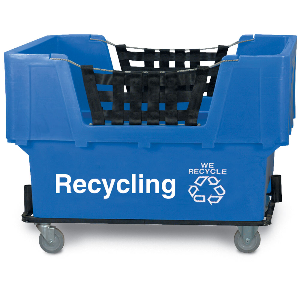 UNITED VISUAL PRODUCTS N1017261-RECYCLE Blue Recycling with Logo Imprinted Plastic Basket Truck