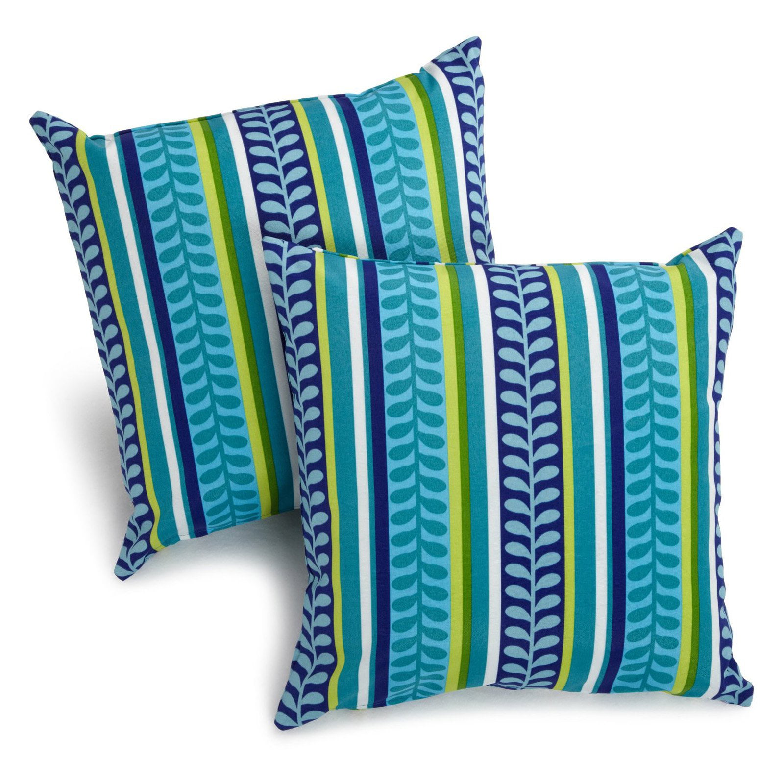 Blazing Needles 9910-S2-REO-35 17 in. Square Solid Polyester Outdoor Throw Pillows&#44; Pike Azure - Set of 2