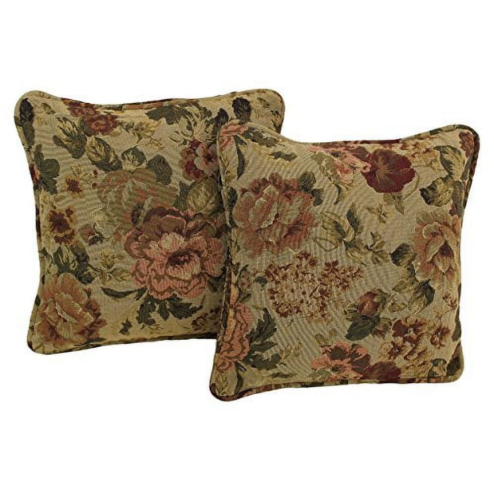 Blazing Needles 9810-CD-S2-TP-23 18 in. Double-Corded Patterned Tapestry Square Throw Pillows with Inserts&#44; Hawthorne - Set of 2