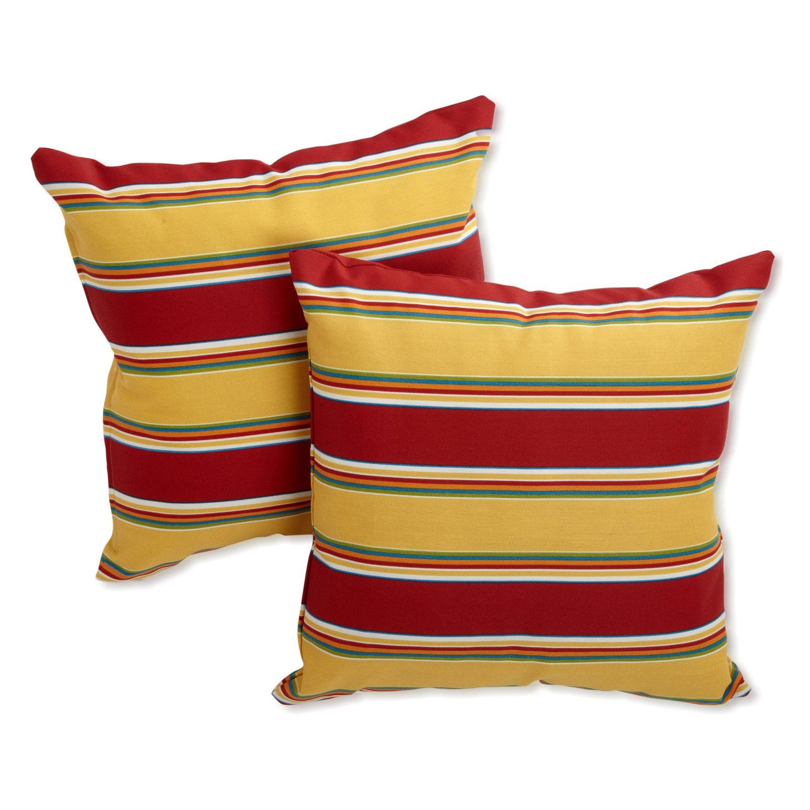 Blazing Needles 9910-S2-REO-27 17 in. Square Solid Polyester Outdoor Throw Pillows&#44; Haliwell Multi - Set of 2