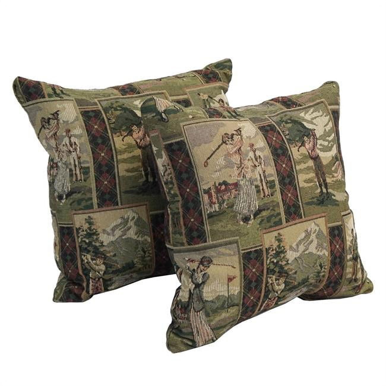 Blazing Needles 9910-S2-ID-056 17 in. Jacquard Throw Pillows with Inserts&#44; Golfing Day Out - Set of 2