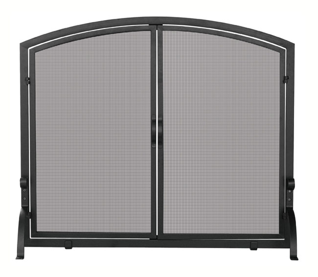 BluePrints Single Panel Black Wrought Iron Screen With Doors- Medium