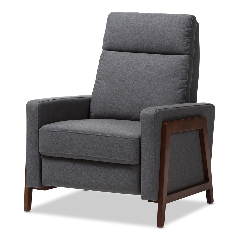 Campo 1706-Gray Baxton Studio Halstein Mid-century Modern Fabric Upholstered Lounge Chair&#44; Grey