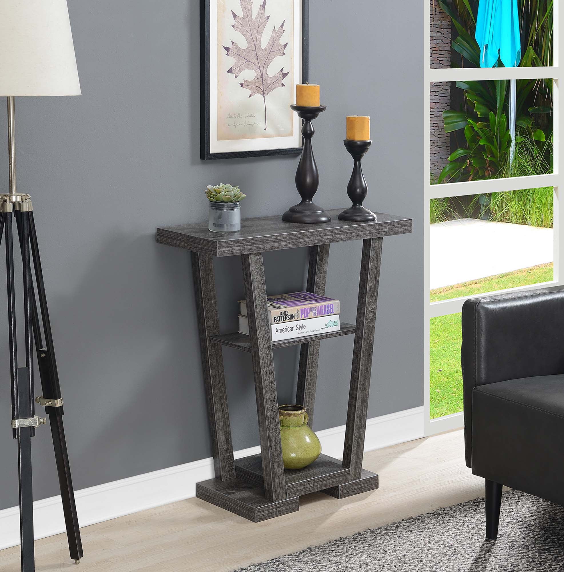 Convenience Concepts Newport V Console Table&#44; Weathered Gray - 31.5 x 11.5 x 34 in.