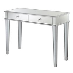 Convenience Concepts Gold Coast Deluxe 2 Drawer Mirrored Desk & Console Table&#44; Stainless Steel