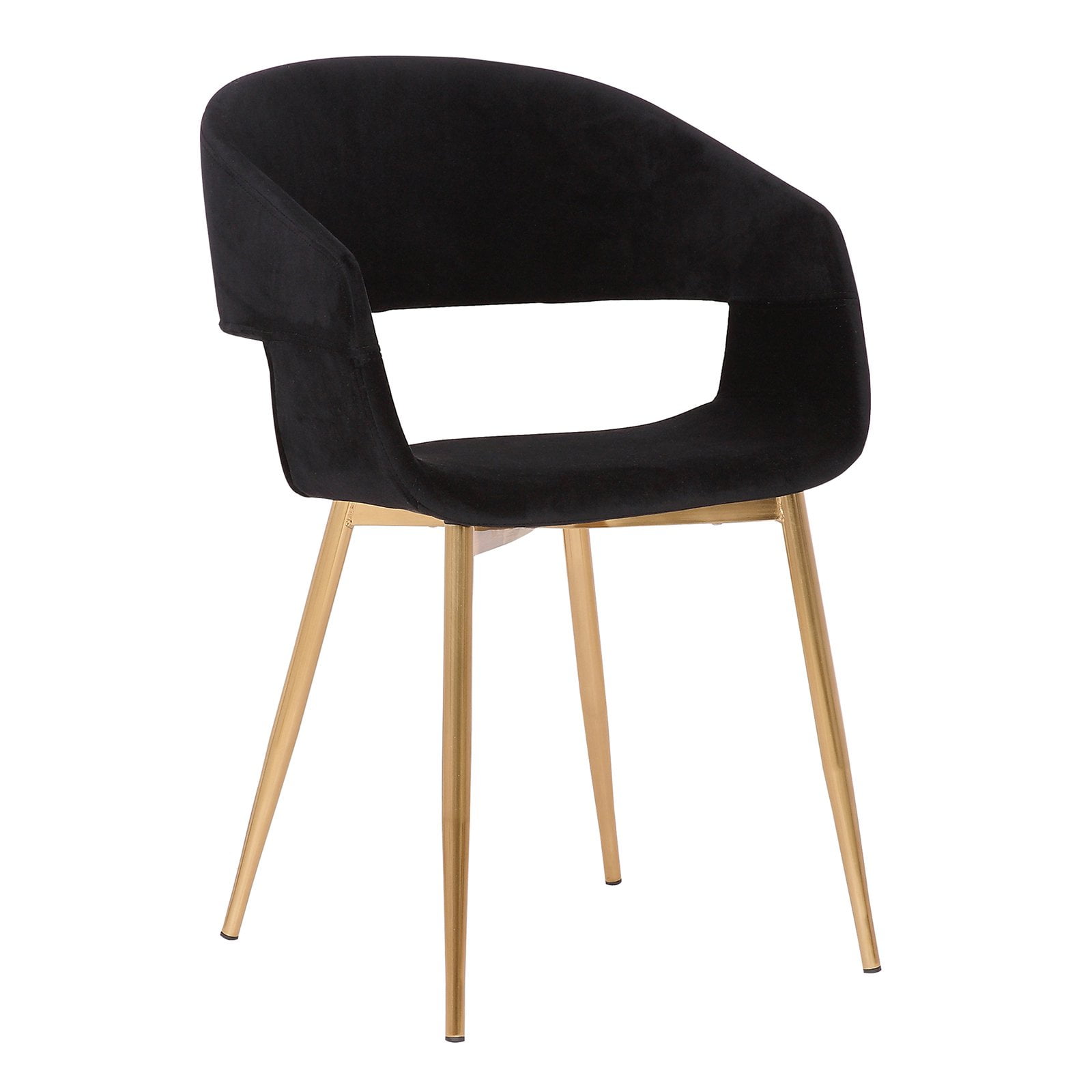 SeatSolutions Jocelyn Mid-Century Dining Accent Chair with Gold Metal Legs&#44; Black