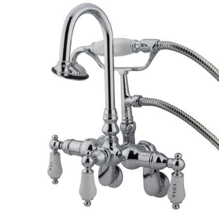 FurnOrama Clawfoot Tub Filler With Hand Shower - Polished Chrome Finish