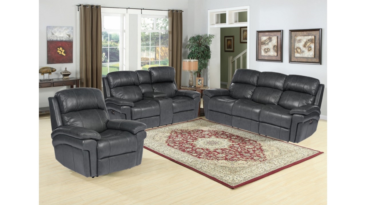 Fine-line Luxe Leather Reclining Living Room Set with Power Headrests - 3 Piece