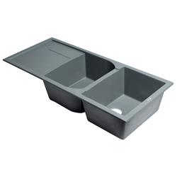 Top Chef Titanium 46 in. Double Bowl Granite Composite Kitchen Sink with Drainboard