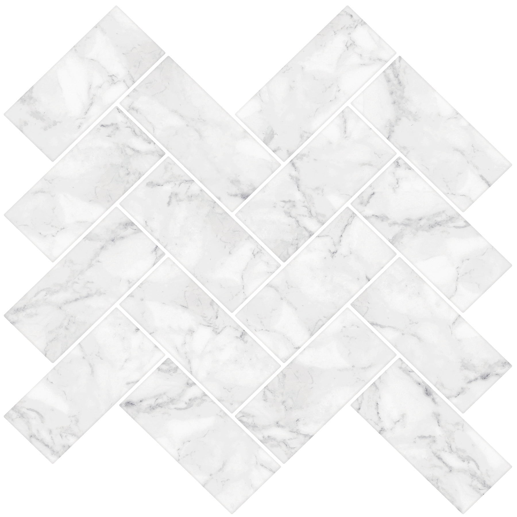 Utensilios Herringbone Carrara Peel & Stick Backsplash Tiles - White