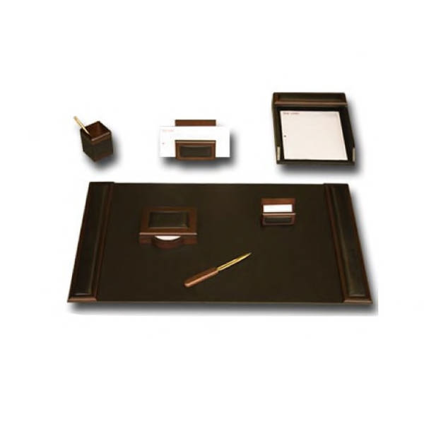 WorkstationPro Walnut & Leather 7-Piece Desk Set