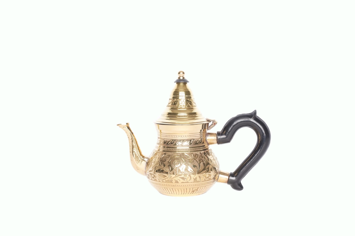 Tarifa 4-1-6743 Handmade Engraved Brass Teapot with Rubber Handle