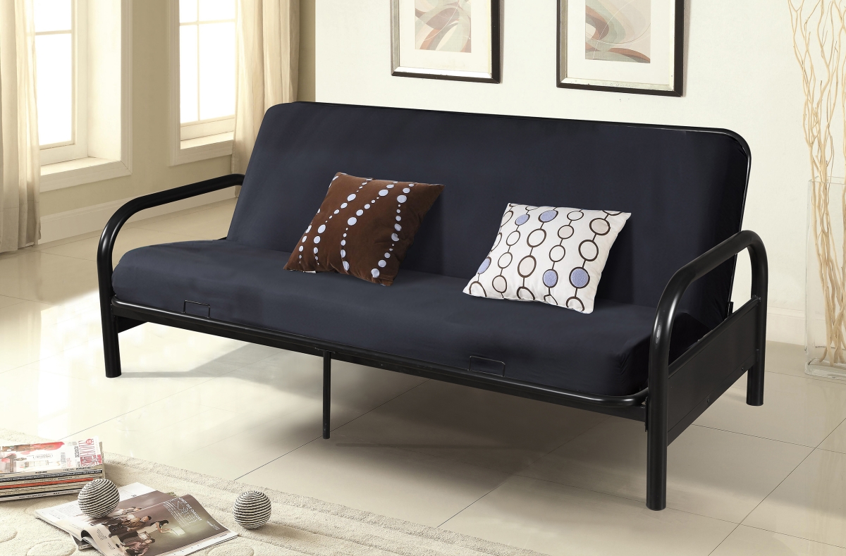 FixturesFirst PD-4506-3-BK Black Bi-Fold Full Size Futon with 29 in. High Curved Arms - Frame