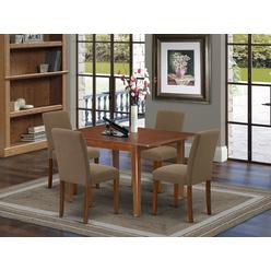 GSI Homestyles 42-54 in. Milan Rectangular Dining Room Table with 12 in. Self Storing Butterfly Leaf & Four Parson Chair with Mahogany Leg & Li