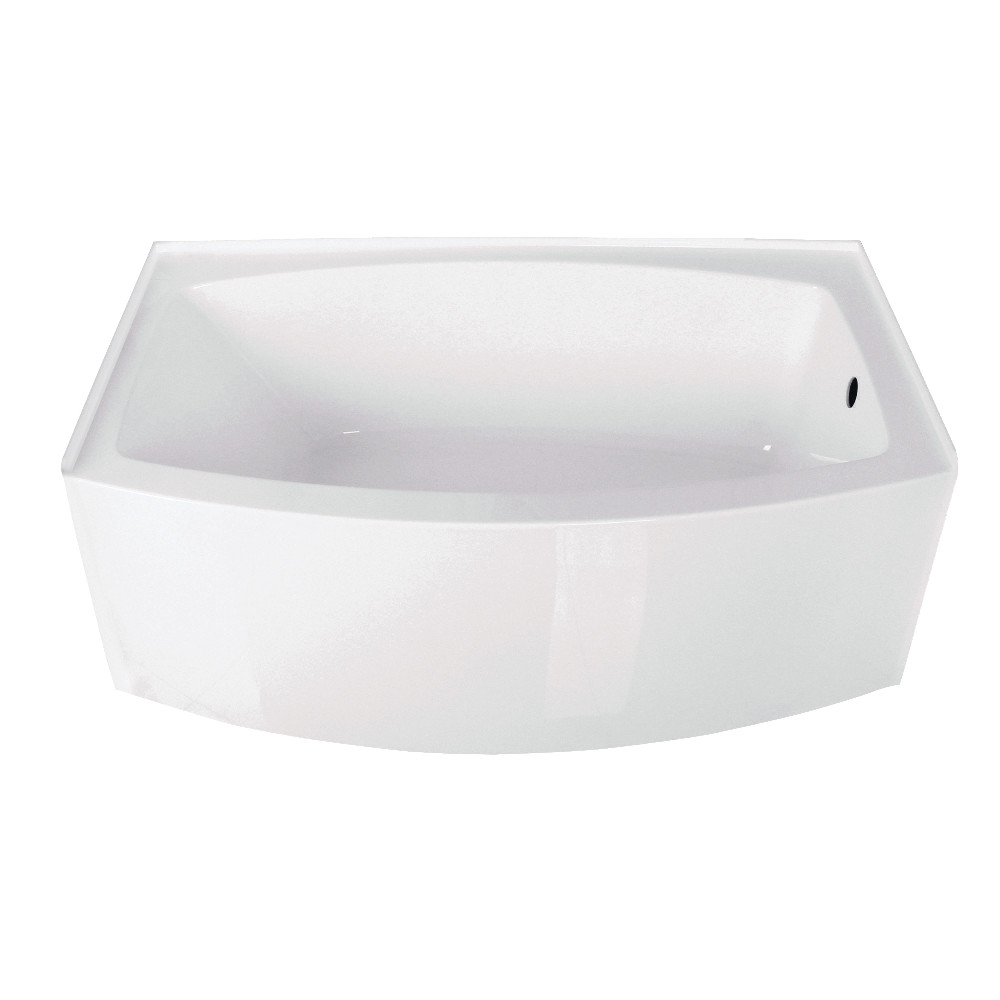 KD Oficina 60 in. Acrylic Alcove Tub with Right Hand Drain Hole&#44; White