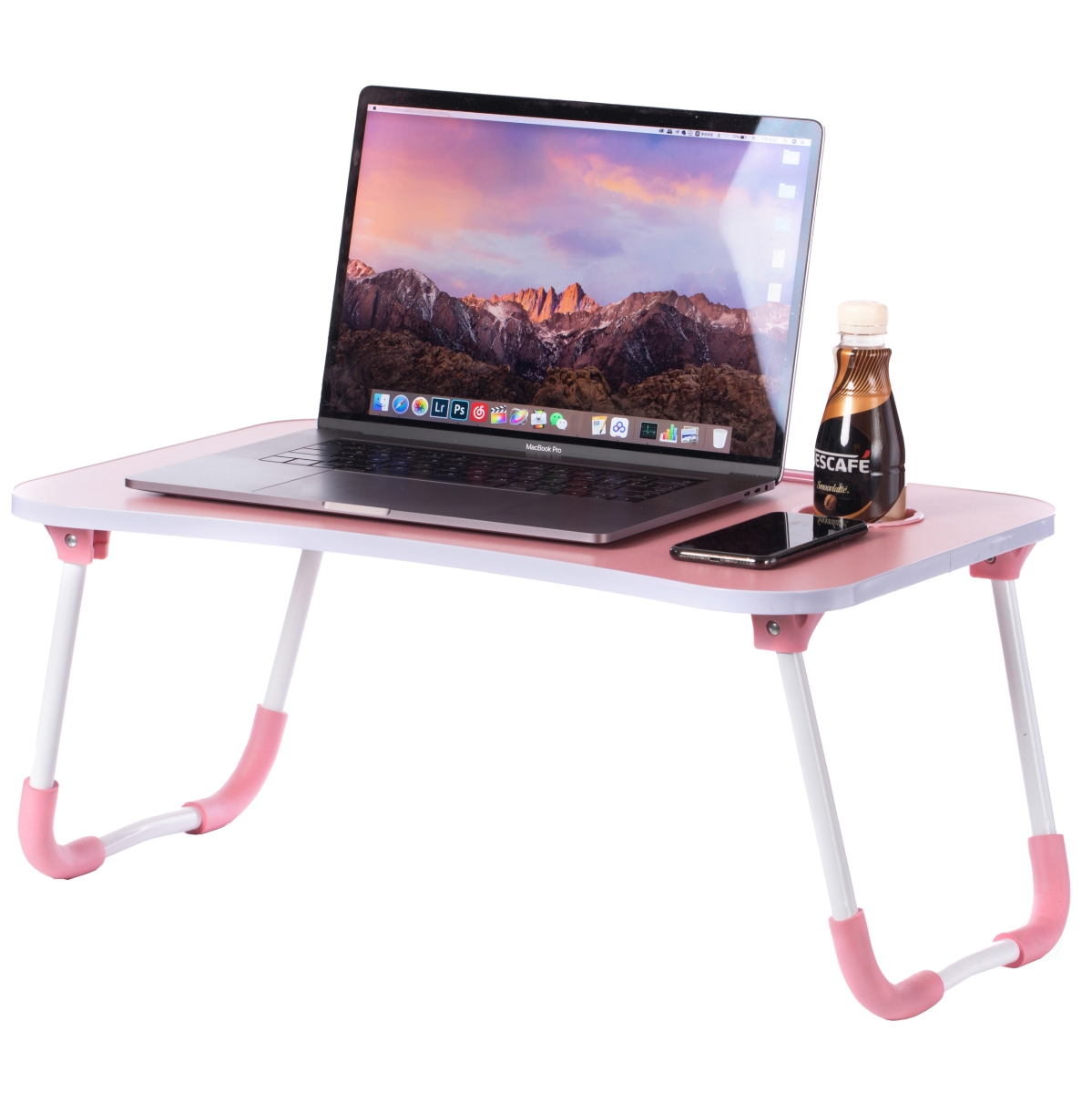 KD Cuna 10.75 x 15.5 x 23.5 in. Bed Tray Laptop Foldable Kids Lap Desk Homework Table&#44; Pink