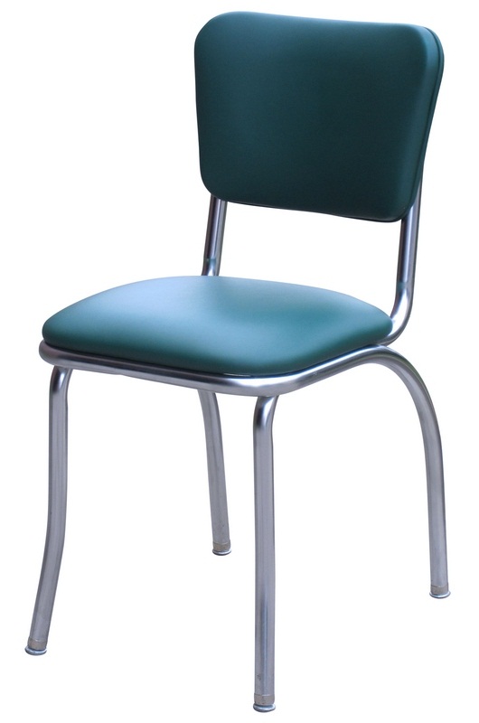 Bookazine 4110 Diner Chair -Green- with 1 in. Pulled Seat -  Chrome - Green