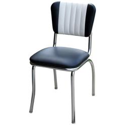 Bookazine 4190 Dual Tone Channel Back Diner Chair -Black- with 1 in. Pulled Seat  - Chrome