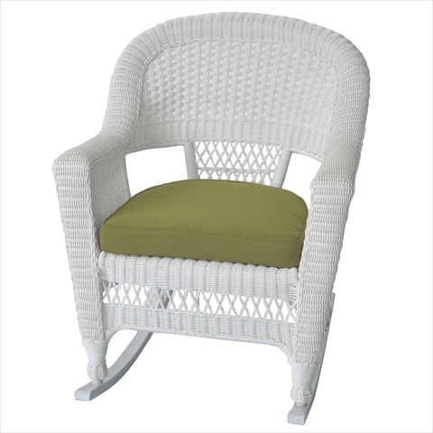 ProPation W00206R-B-2-FS029 White Rocker Wicker Chair With Green Cushion - Set 2