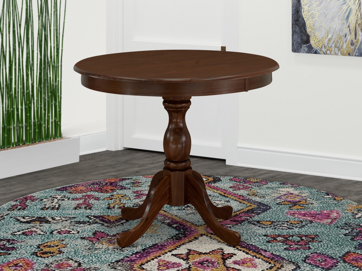 GSI Homestyles Antique Round Wood Table with Mahogany Table Top Surface & Asian Wood Round Pedestal Legs