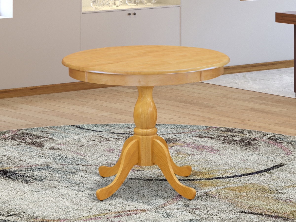 GSI Homestyles Antique Round Wood Table with Oak Table Top Surface & Asian Wood Table Pedestal Legs