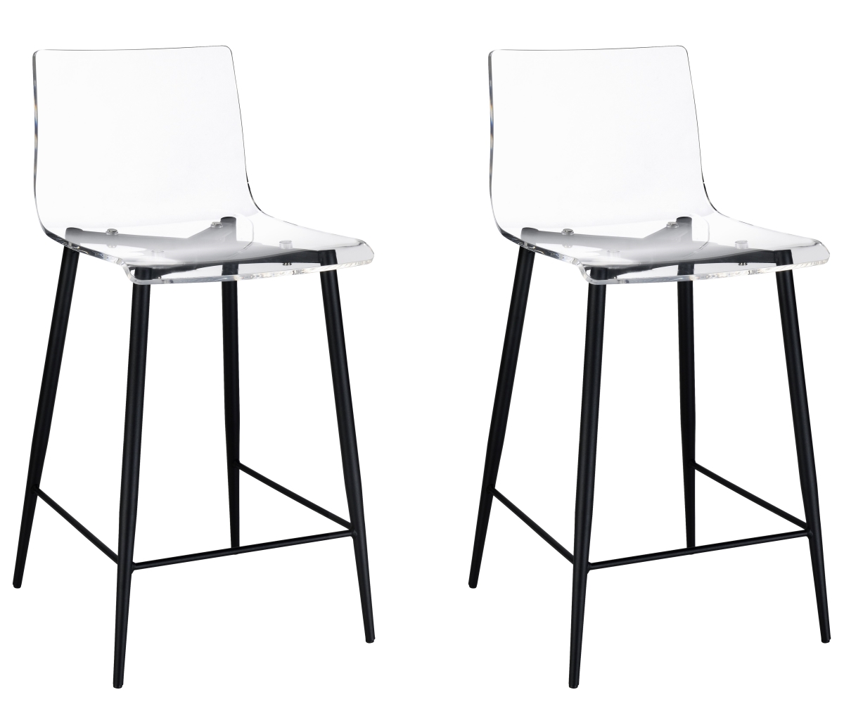 ProComfort La Carte Set of 2 Clear Acrylic Counter Stools With Black Metal Base