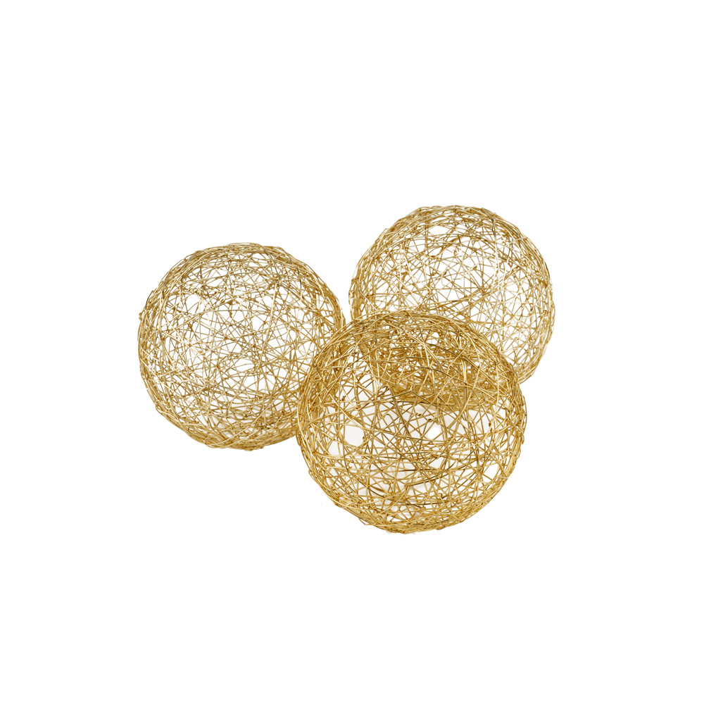 H2H 4 in. Guita Gold Wire Spheres - Box of 3
