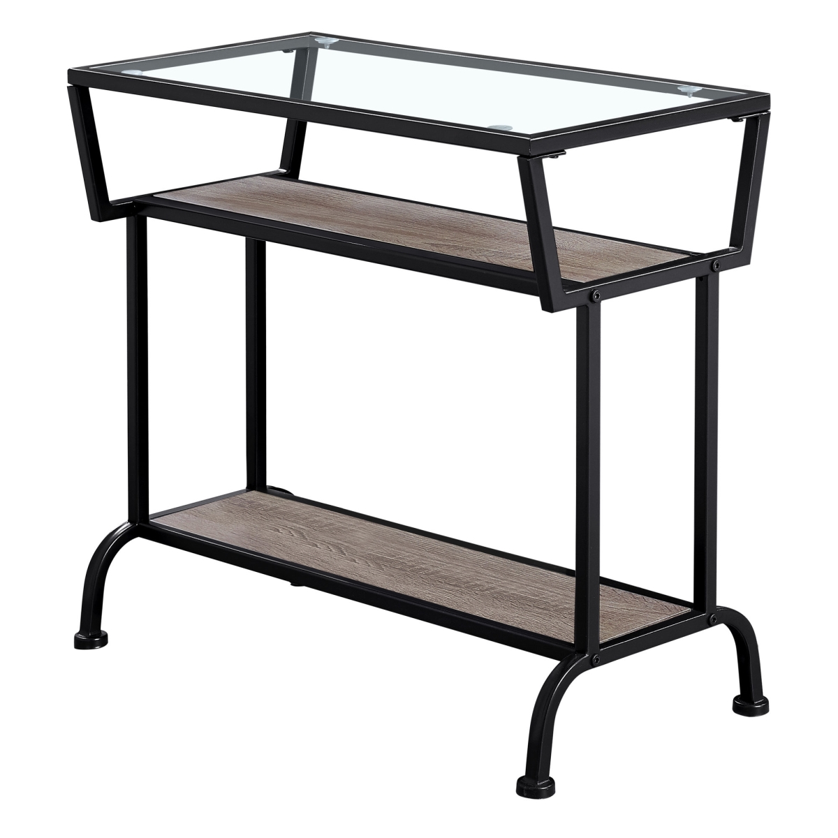 Daphne&'s Dinnette 22 in. Dark Taupe & Black Accent Table with Tempered Glass