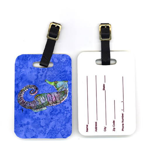 On The Go 4 x 2.75 in. Pair of Seahorse Luggage Tag
