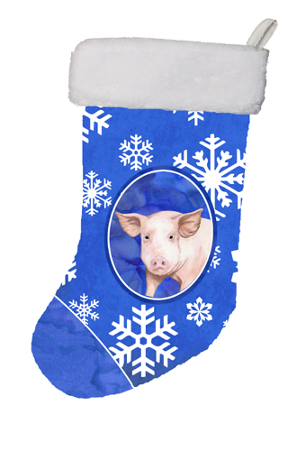 PartyPros 11 x 8 In. Pig Winter Snowflakes Holiday Christmas Stocking