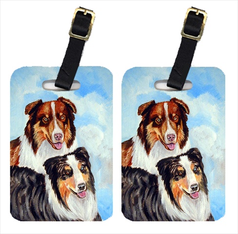 On The Go Pair Of 2 Australian Shepherd Double Trouble Luggage Tags