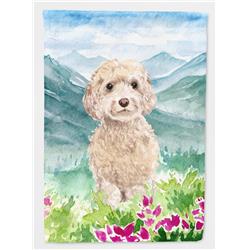 PatioPlus Mountian Flowers Goldendoodle Flag Canvas House Size