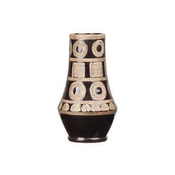 H2H Ceramic Round Vase with Narrow Mouth&#44; Rough Tribal Shape Pattern Design Body & Tapered Bottom&#44; Gloss Finish - Black