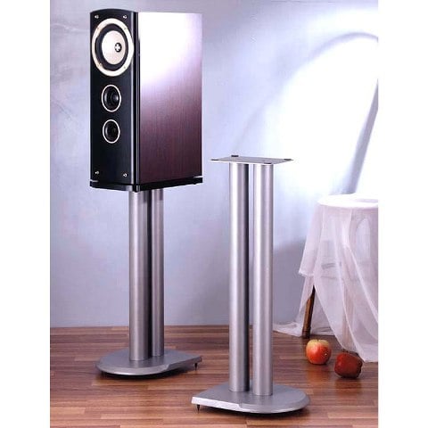Spark 24 in. H&#44; Iron Center Channel Speaker Stand - Grey&#44; Silver