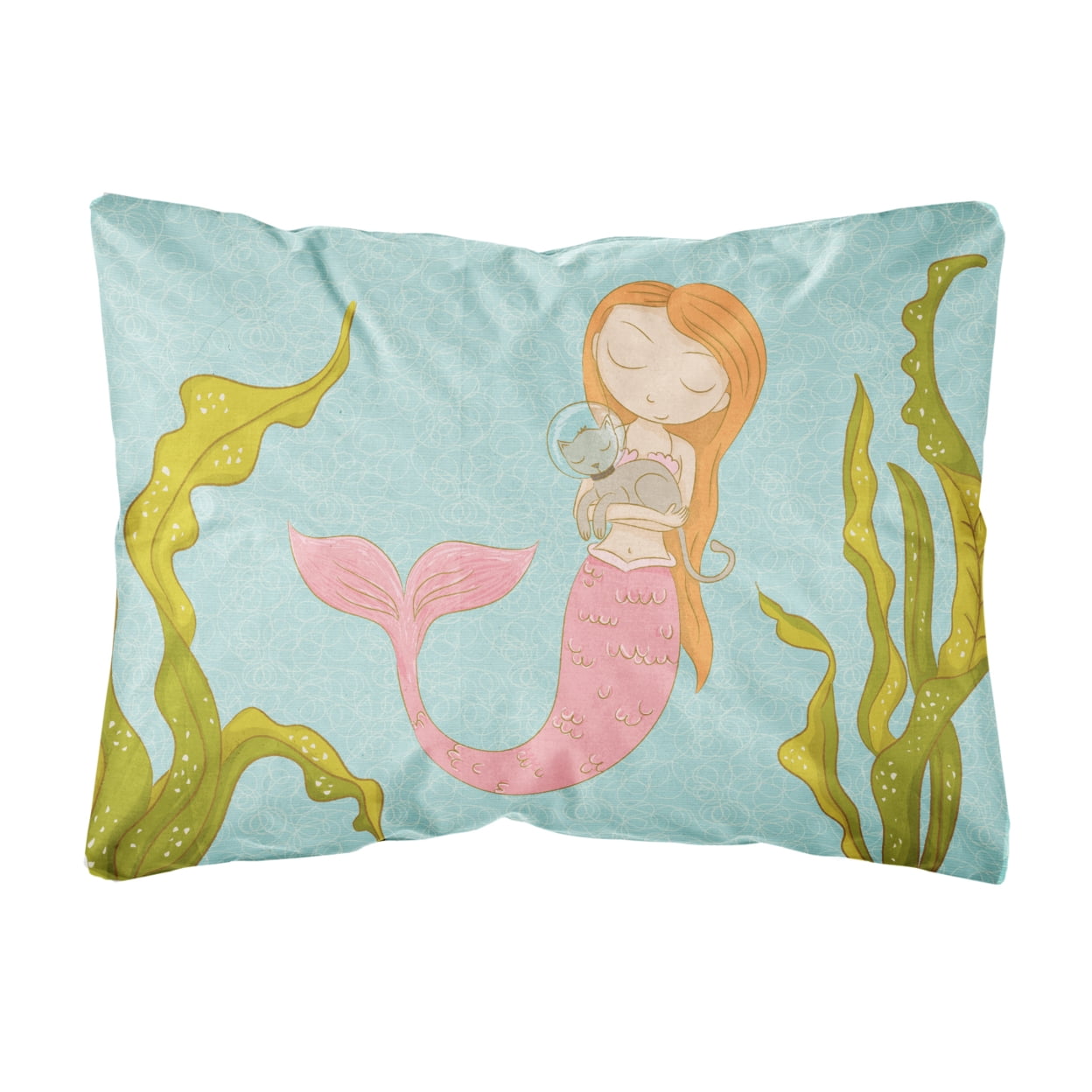 JensenDistributionServices Mermaid and Cat Underwater Canvas Fabric Decorative Pillow