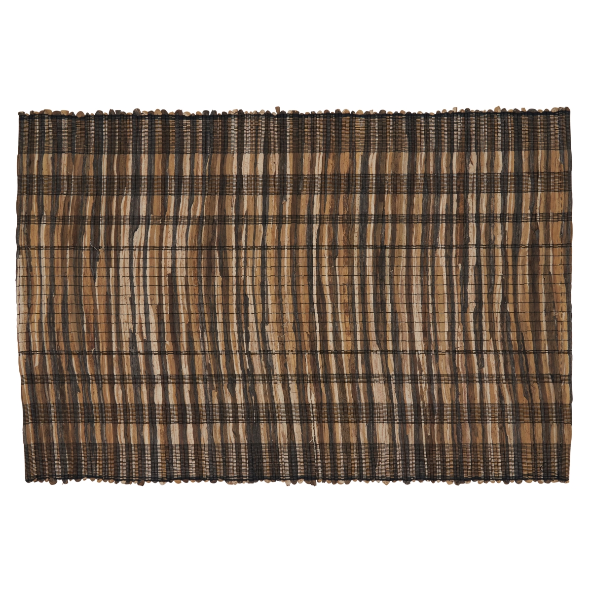 Cookhouse SARO  14 x 20 in. Oblong Water Hyacinth Placemats with Black Striped Design - Set of 4