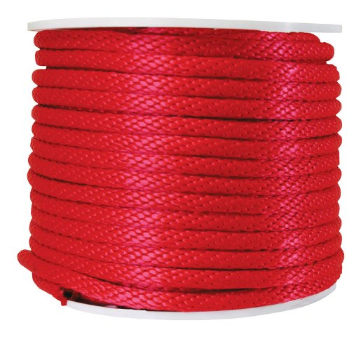 Clean All P7240S00200R01S Solid Braided Poly Derby Rope  Red