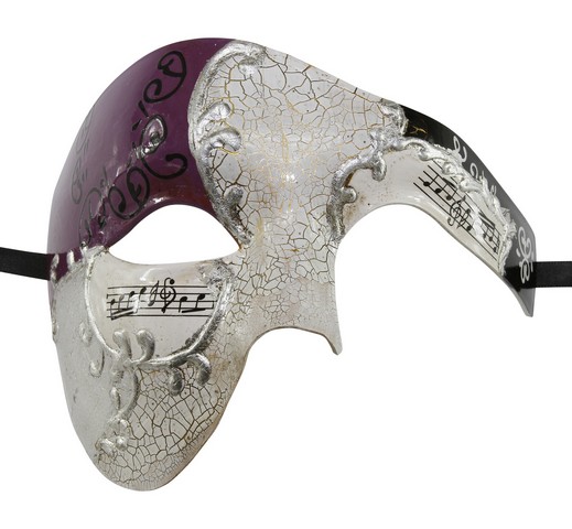 PerfectPretend Phantom of the Opera Style Purple & Ivory Musical Plastic Costume Mask