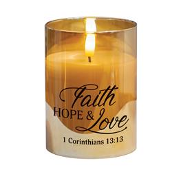 Dicksons PGC-04-13SGD LED Candle Faith Hope & 1 Cor. 13:13 4in