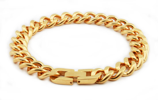 J Brand Stainless Steel  in.Gold Plated in. Curb Link Bracelet