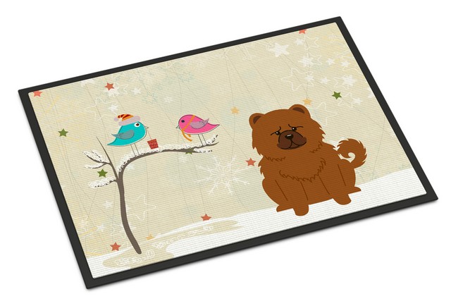 JensenDistributionServices Christmas Presents Between Friends Chow Chow Red Indoor or Outdoor Mat&#44; 24 x 0.25 x 36 in.