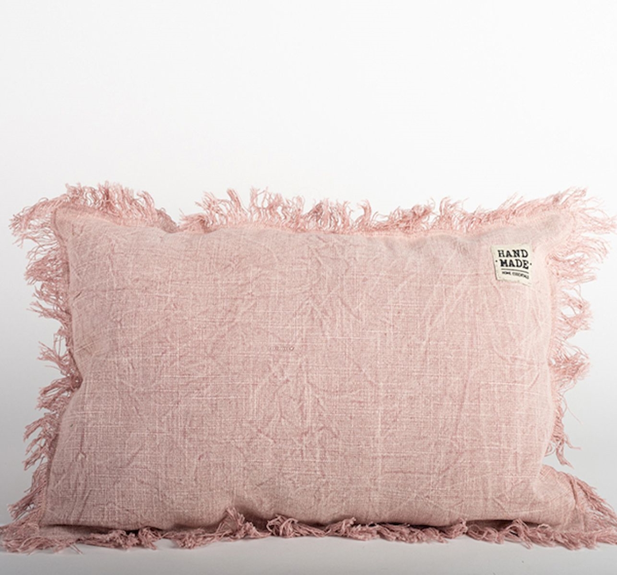 KD Marco de la cama Stone Washed Pink with Fringes Cushion Cover