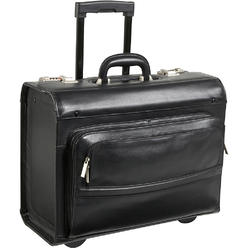 A1 Luggage Leather Rolling Computer Friendly Catalog Case&#44; Black