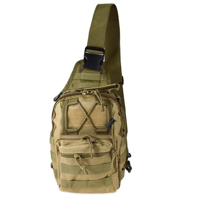 Pilas Tactical Military Sling Shoulder Bag Molle Outdoor Daypack Backpack with Adjustable Strap&#44; Khaki