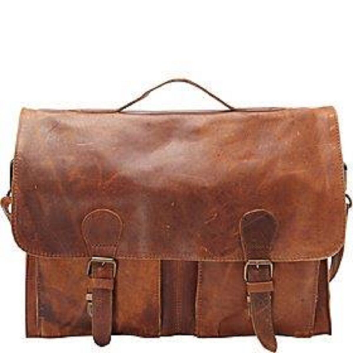 Onus Sarcinae Soft Leather Laptop Messenger Bag & Brief Bag&#44; Dark Brown