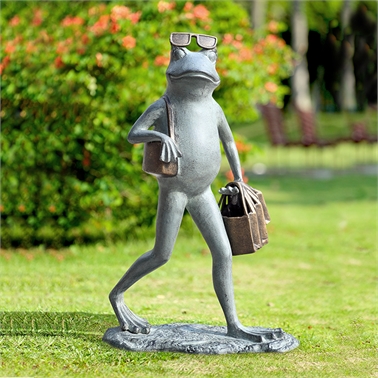 Ricki&'s Rugs Suave Shopper Frog Garden Sculpture - 22 x 14.50 x 8.50 in.