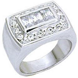 Precious Stone Rhodium 925 Sterling Silver Ring with AAA Grade CZ&#44; Clear - Size 12