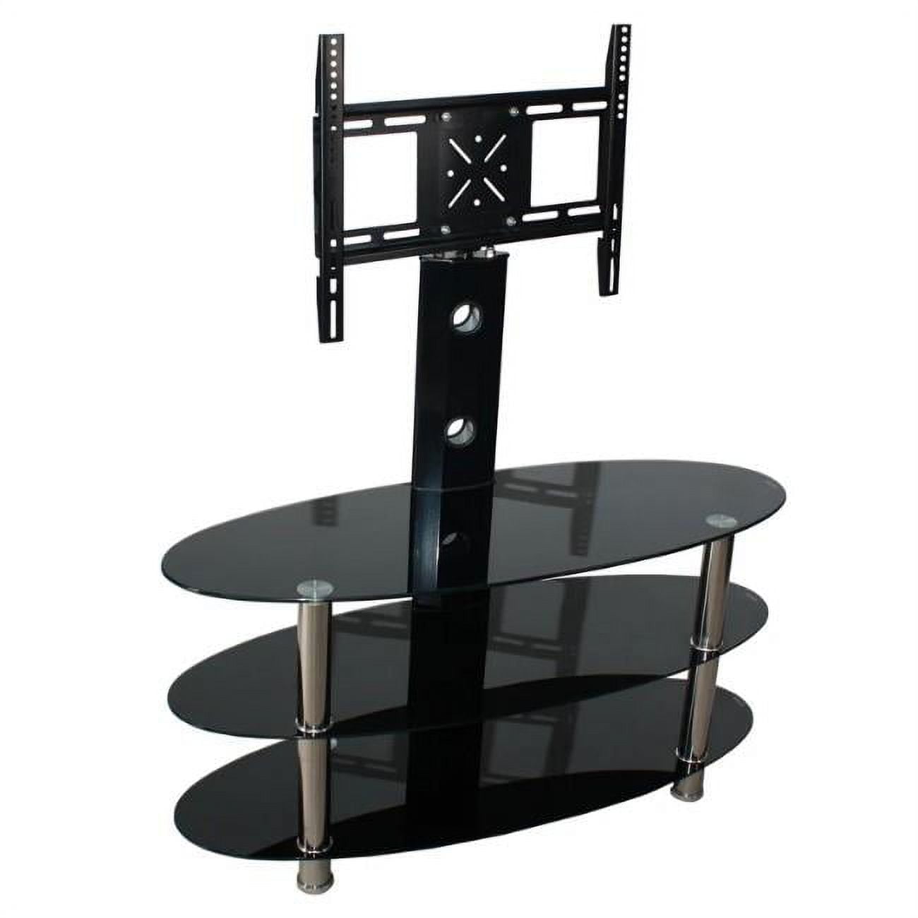 Hot stuffcosas calientes Ava Swivel Mount Oval Glass TV Stand for 55 in. TV&#44; Black - 47.5 x 43.5 x 16 in.