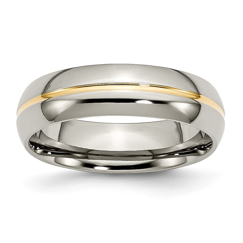 J Brand 6 mm Titanium Yellow IP-plated Grooved Polished Band&#44; Size 12