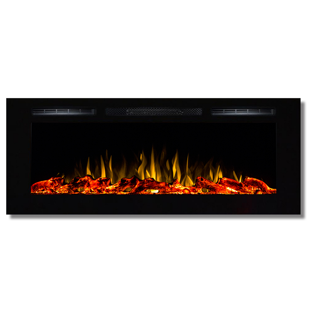Flowers First Fusion 50 in. Built-in Ventless Heater Recessed Wall Mounted Electric Fireplace - Log